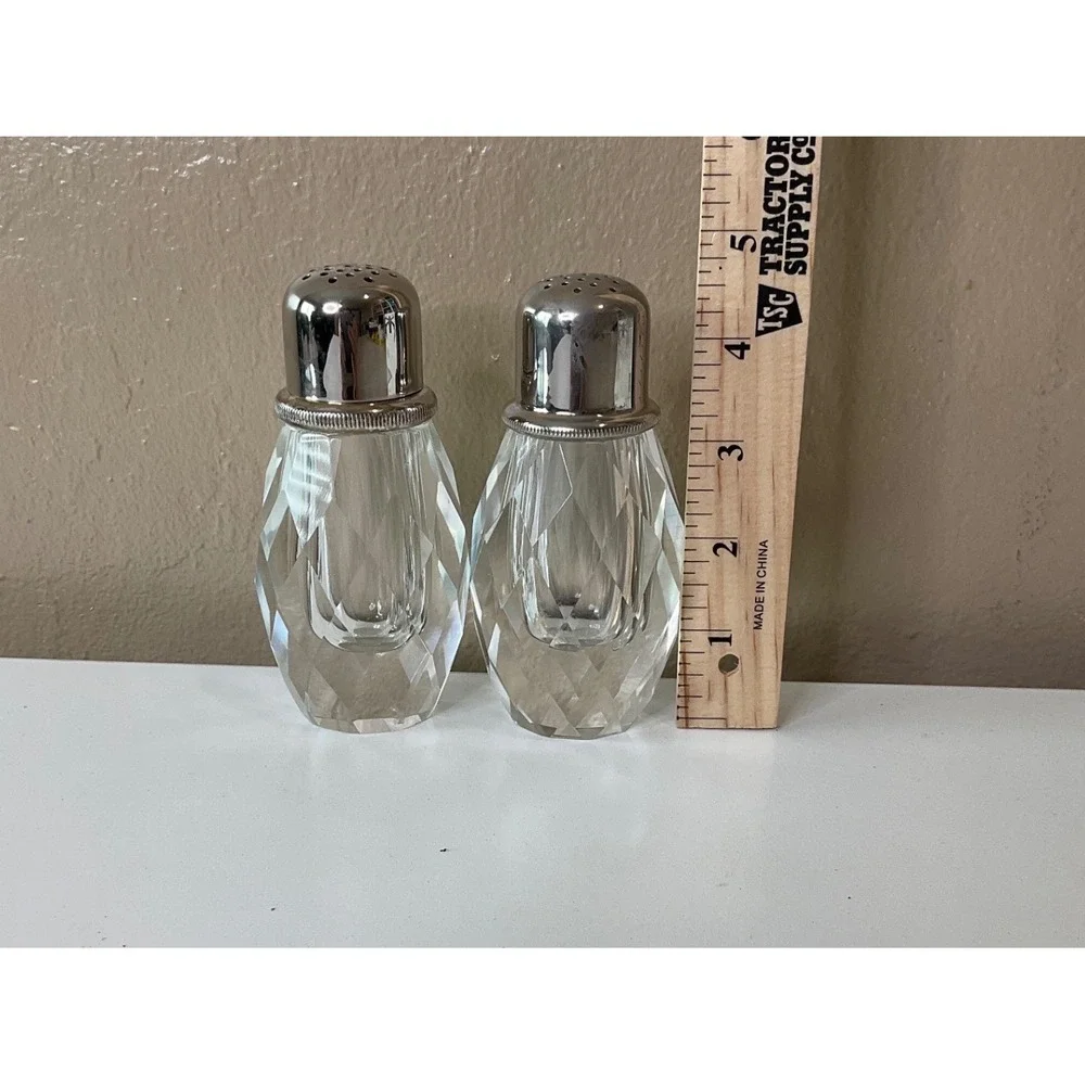 Vtg Post House Lead‎ Crystal Salt Shaker & Pepper Grinder Japanese Mid Century